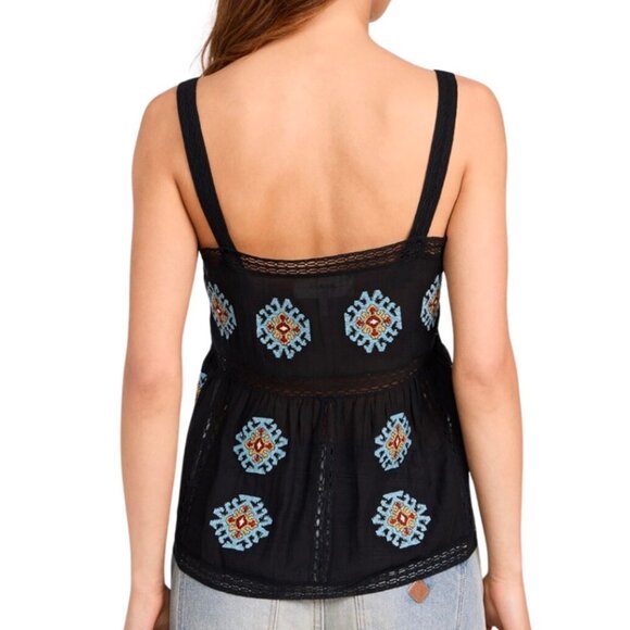 The Great. The Roam Top with Folklore Embroidery Black Size 0 Cowgirl Boho - Picture 9 of 11
